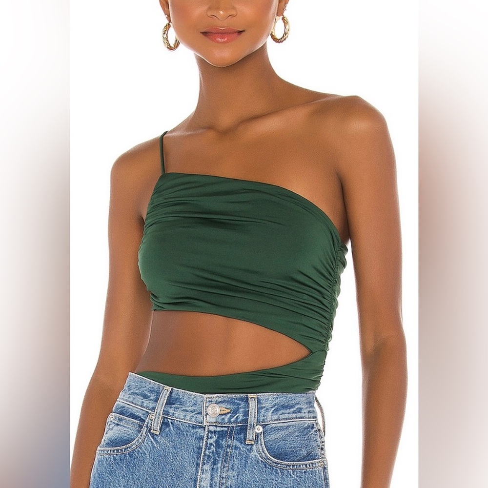 Revolve Superdown Veronica Cut Out Bodysuit in Forest Green (NWOT)